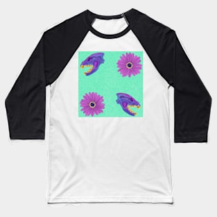 Diaphonized Hyena Skull Floral Mint Baseball T-Shirt